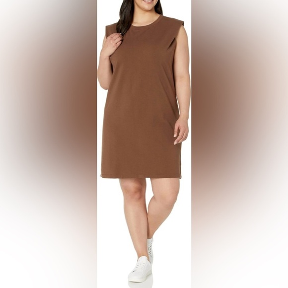 The Drop NWT Mariana Strong Shoulder Dress Sz L in Coffee Bean - Picture 3 of 9